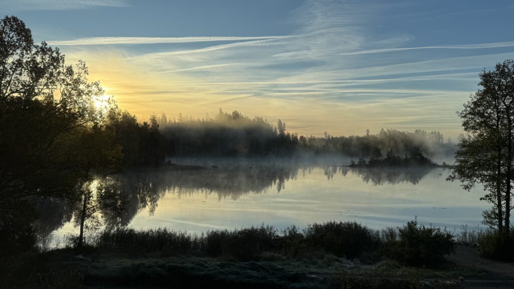 Swedish house beside a peaceful lake