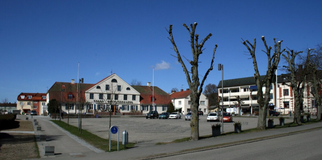 Broby Gästis on the market square in Broby, photographed in 2010